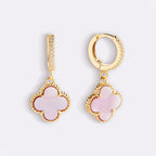 Pave Clover Drop Earrings