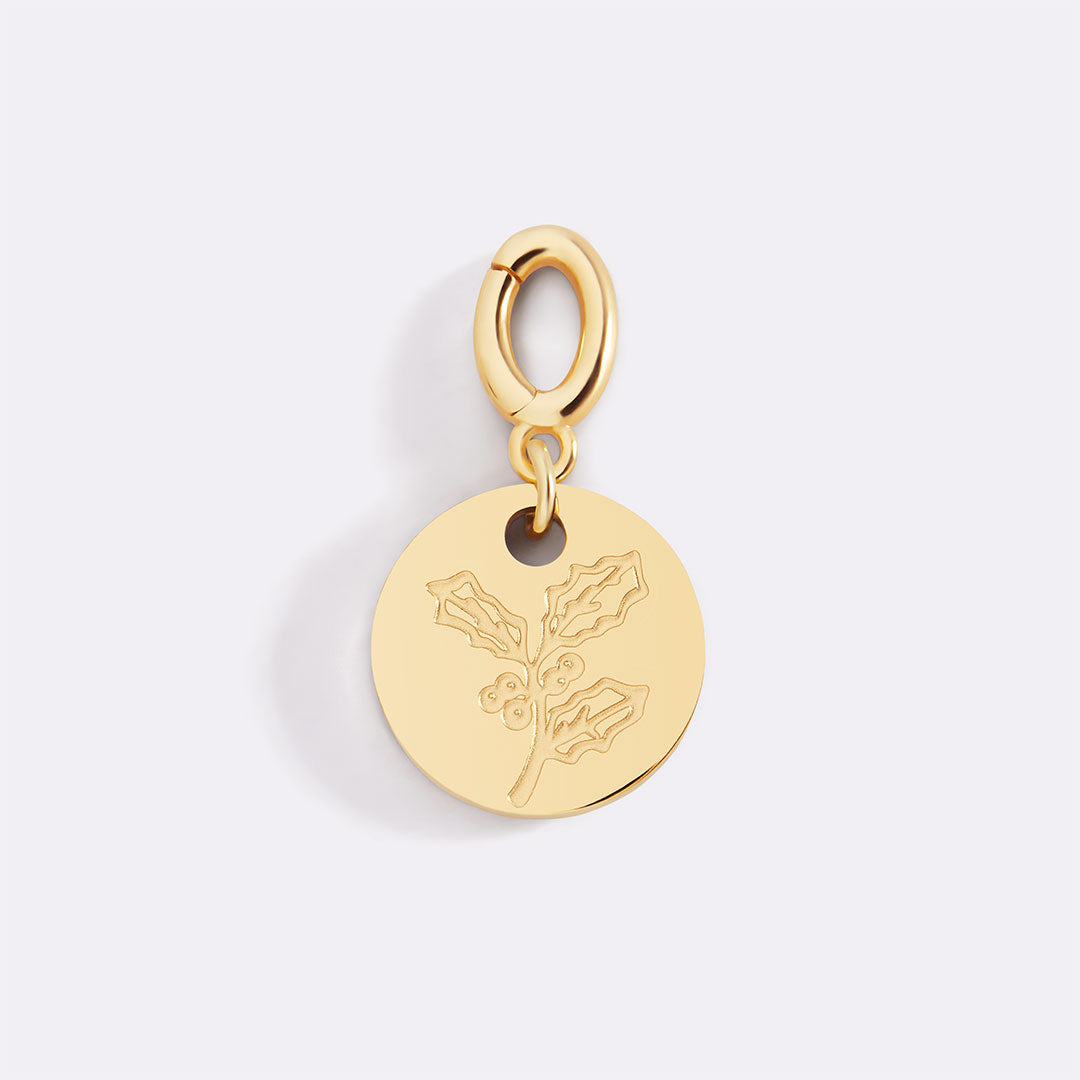 Engraved Birth Flower Disc Charm