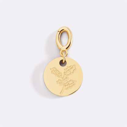 Engraved Birth Flower Disc Charm
