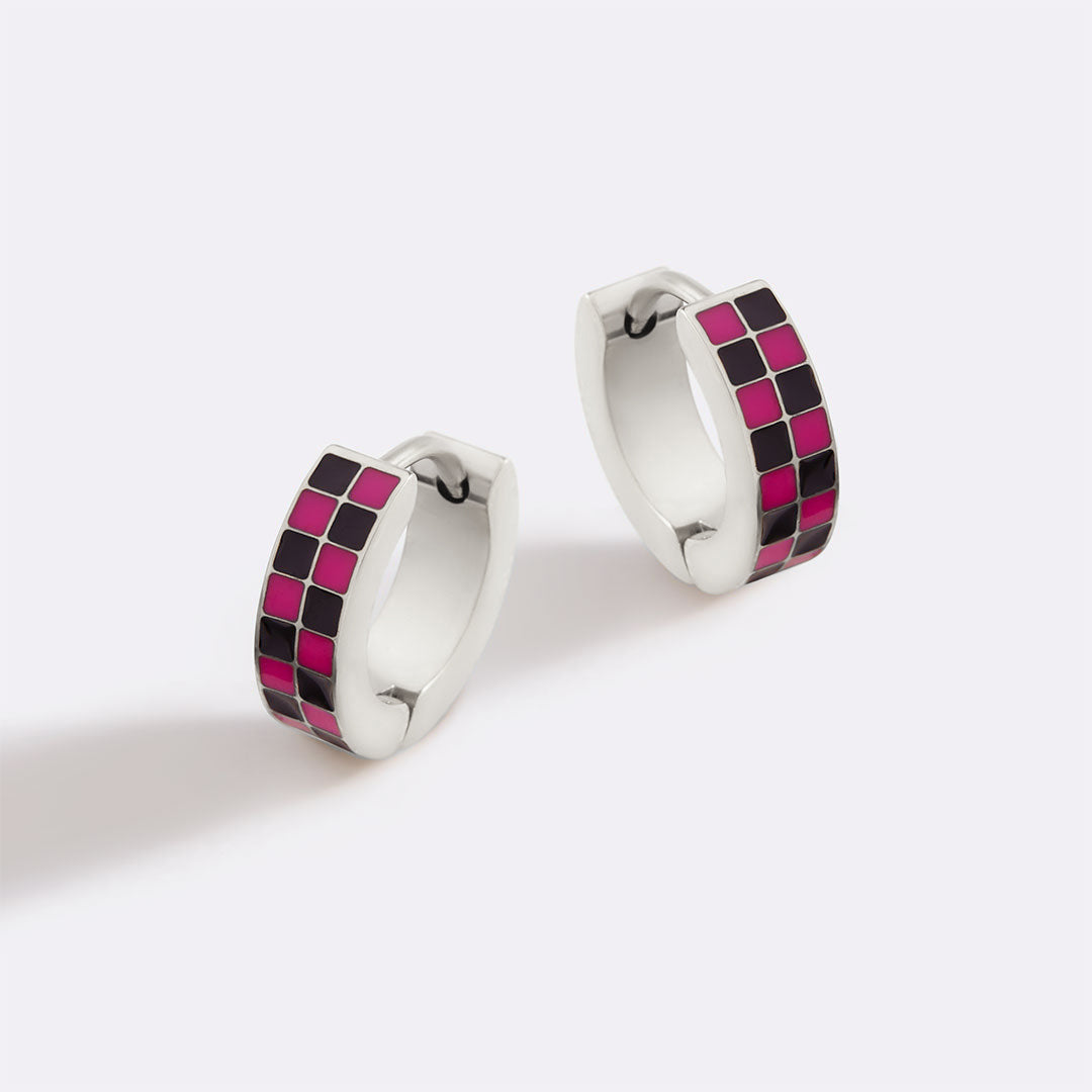 Checkered Hoop Earrings