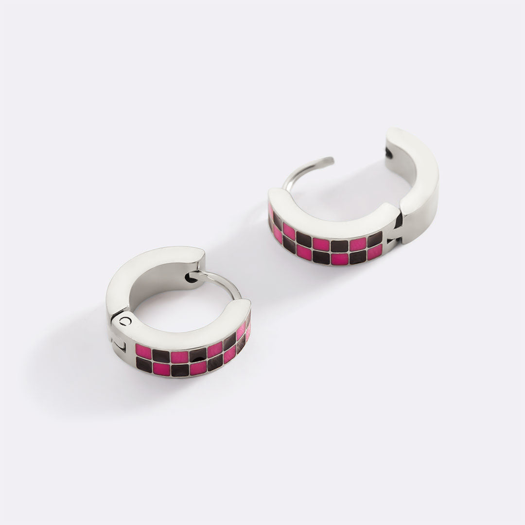 Checkered Hoop Earrings