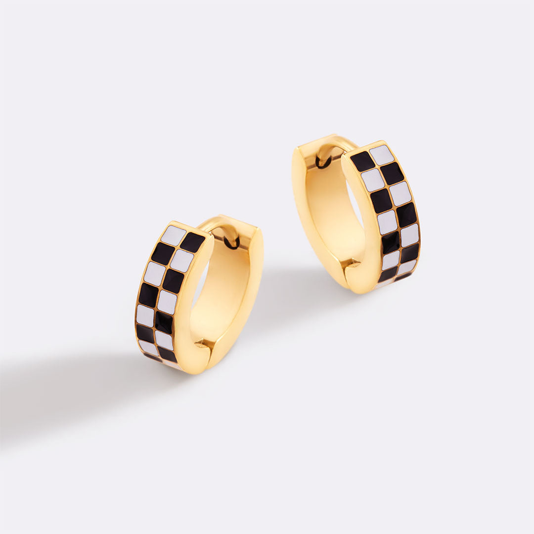 Checkered Hoop Earrings