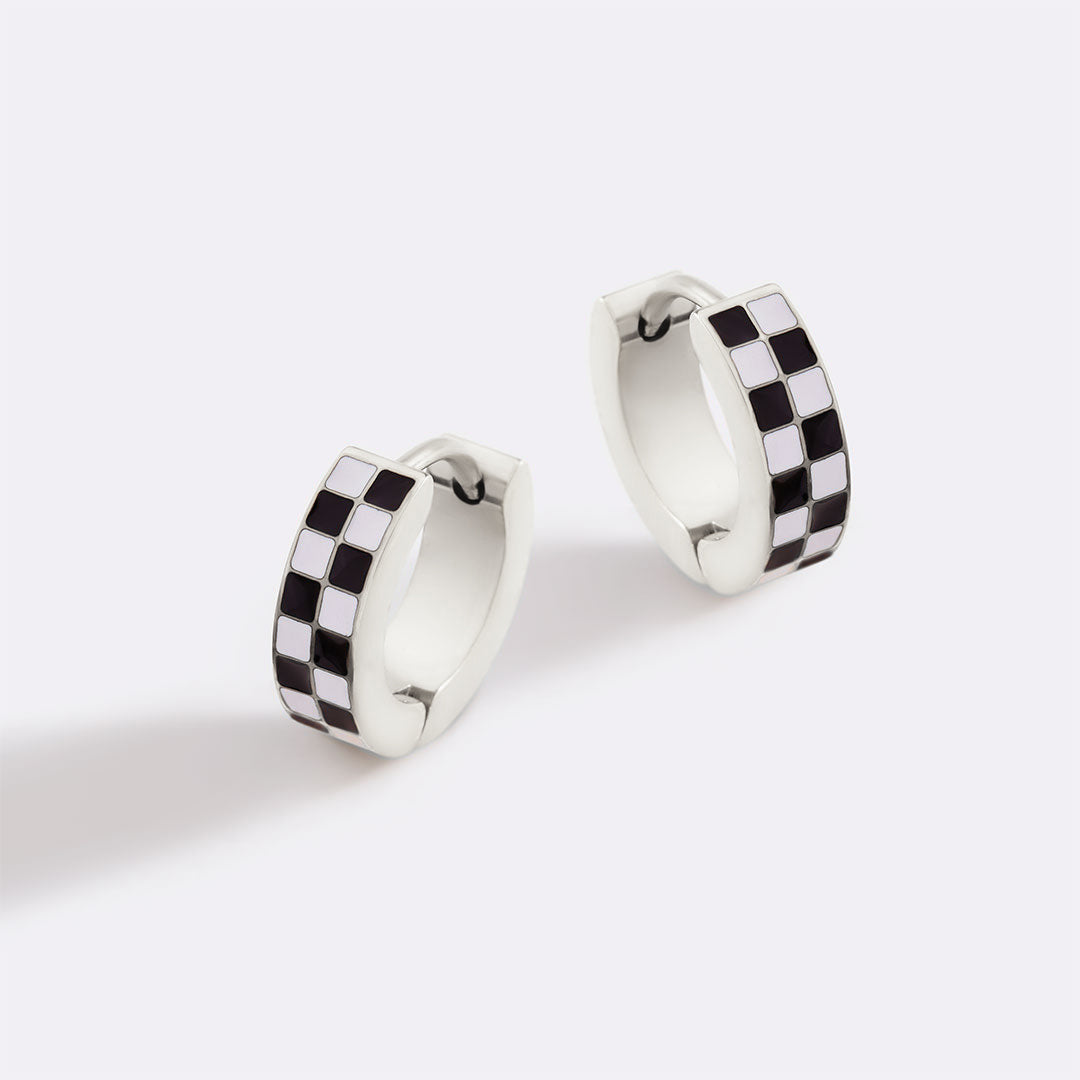Checkered Hoop Earrings