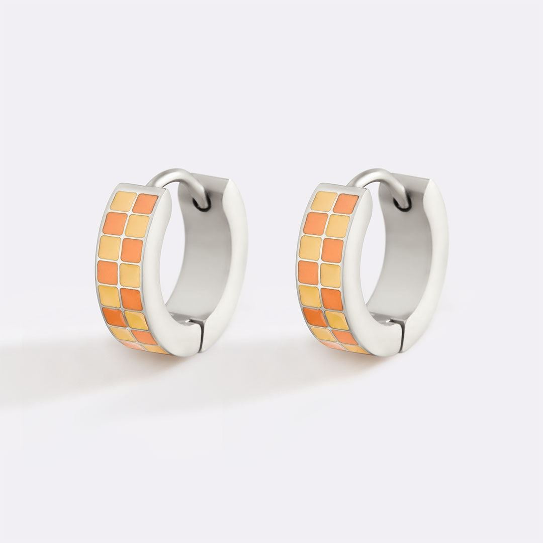 Checkered Hoop Earrings