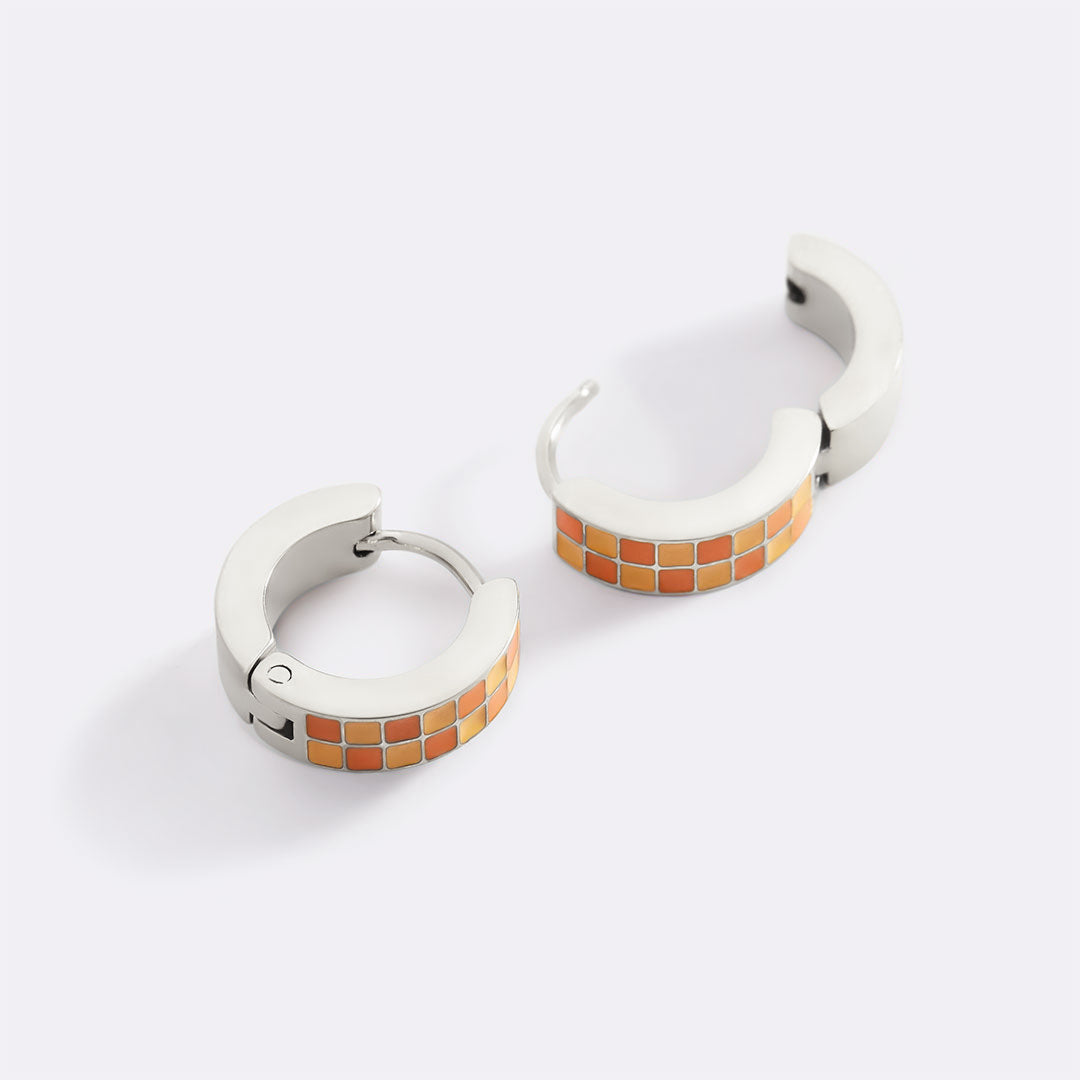 Checkered Hoop Earrings