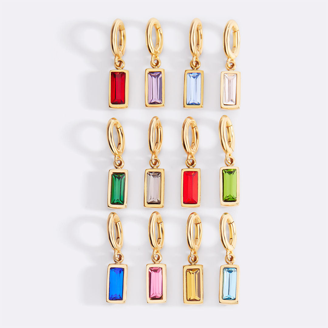 Dainty Baguette Birthstone Charm