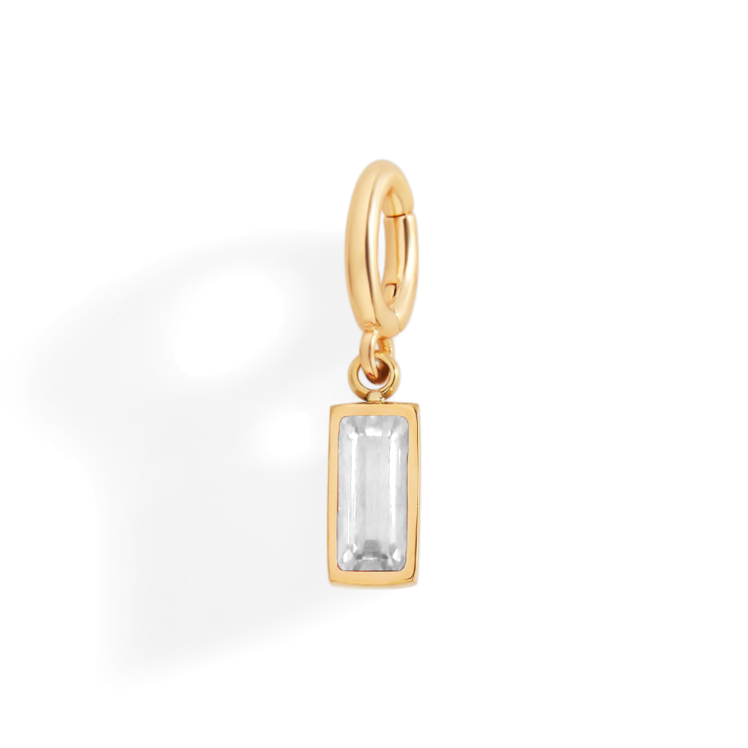 Dainty Baguette Birthstone Charm
