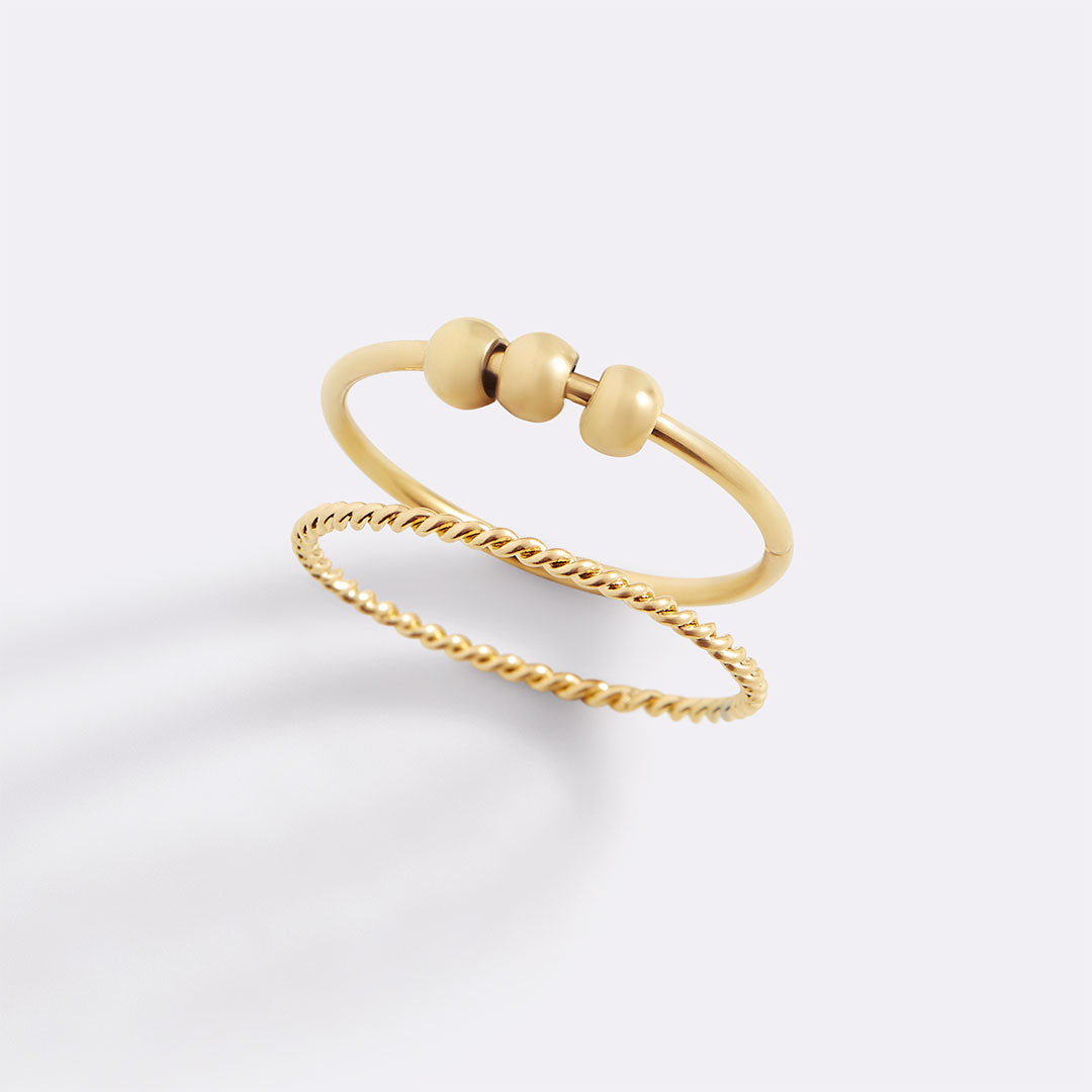 Dainty Stackable Beaded Fidget Ring Set