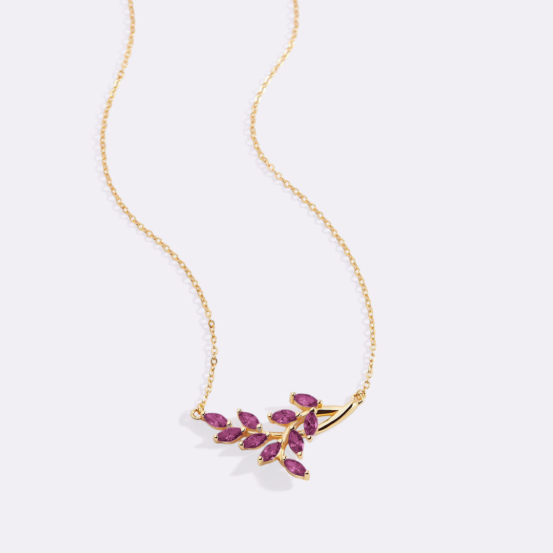 Birthstone Leaf Pendant Necklace