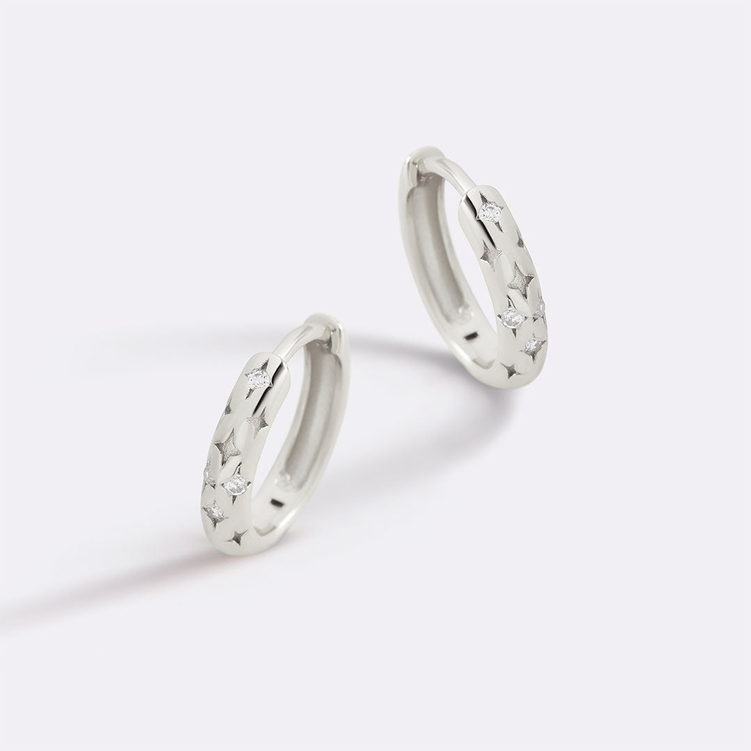 Falling Stars Huggie Hoop Earrings