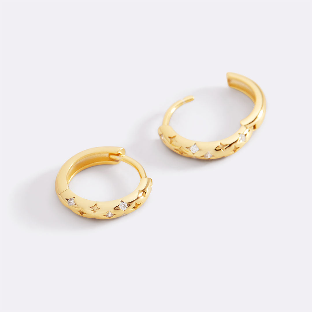 Falling Stars Huggie Hoop Earrings