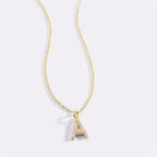 Gold Pavé Uppercase Initial Necklace
