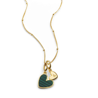 Malachite Heart Initial Necklace