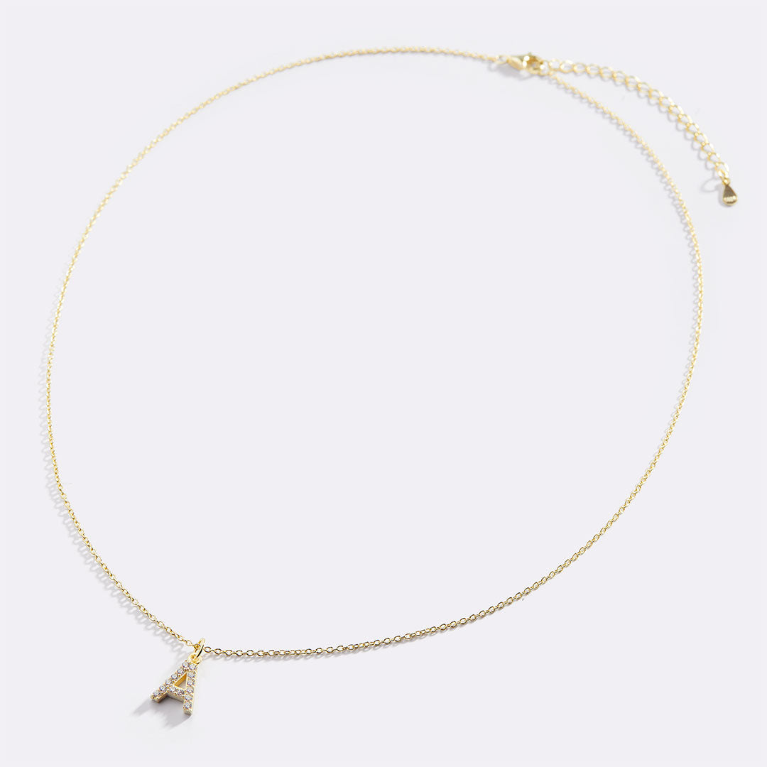 Pavé Uppercase Initial Necklace