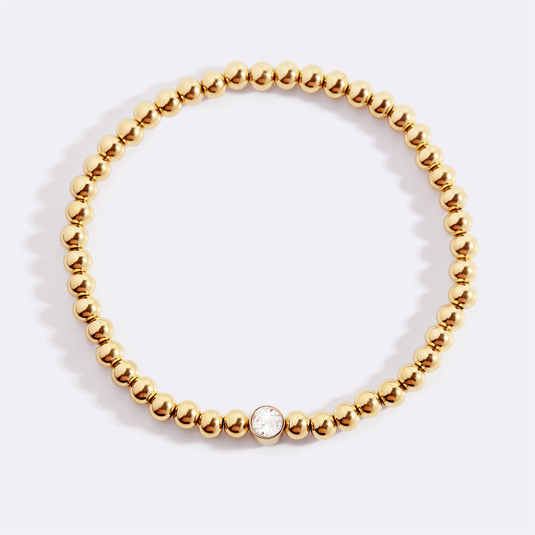 Gold Beaded Bubble Birthstone Bracelet