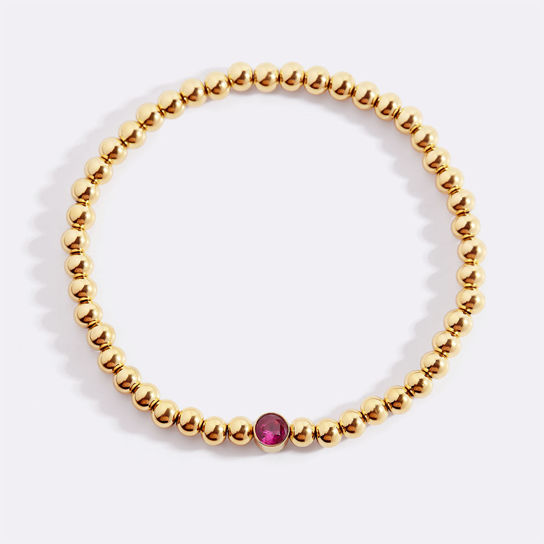 Gold Beaded Bubble Birthstone Bracelet