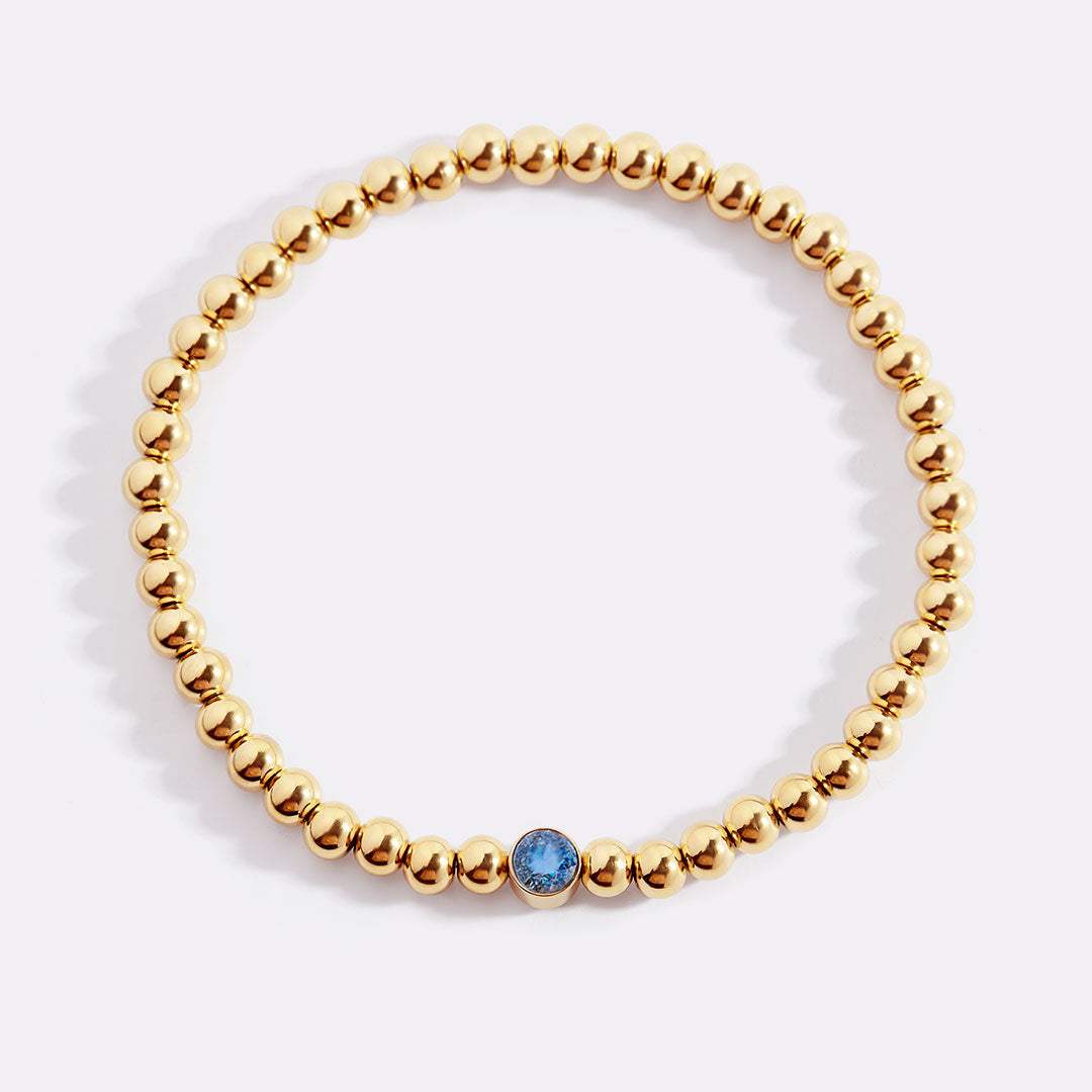 Gold Beaded Bubble Birthstone Bracelet