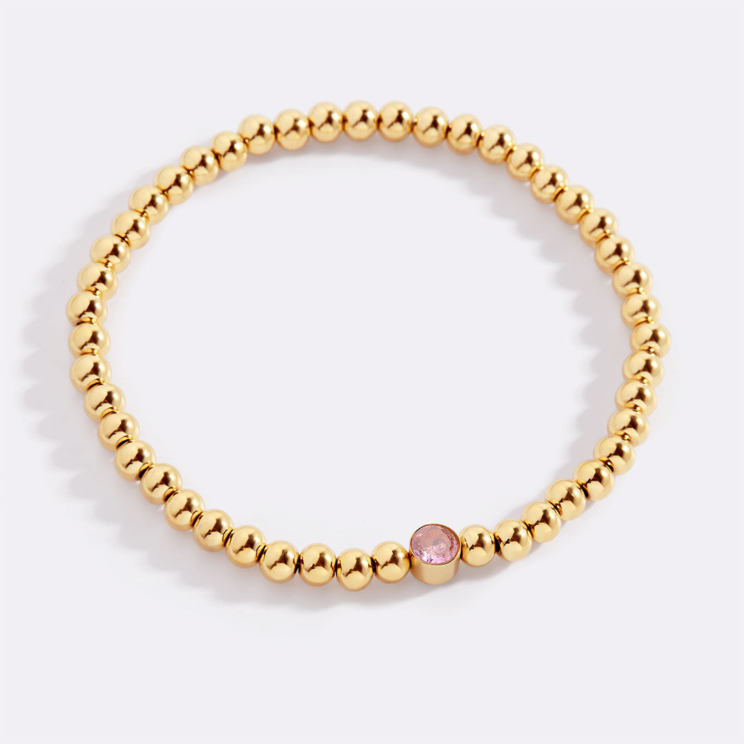 Gold Beaded Bubble Birthstone Bracelet