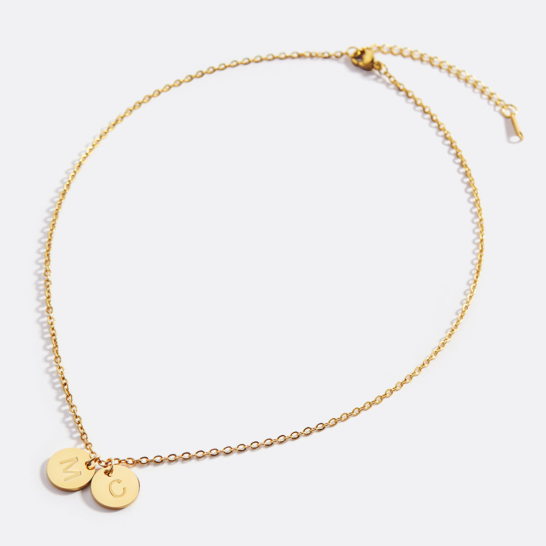 Dainty Disc Initial Necklace