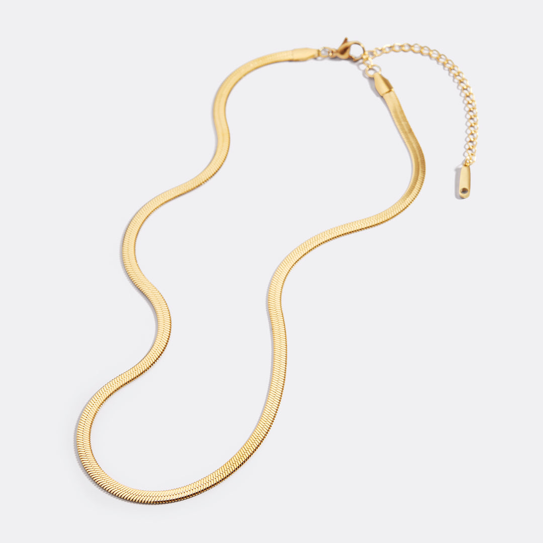 Herringbone Gold Chain Necklace