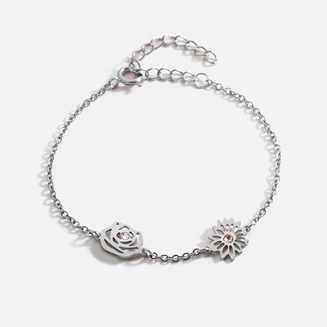 Personalized Birth Flower Charm Bracelet