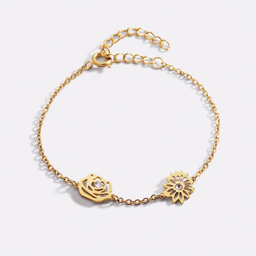 Personalized Birth Flower Charm Bracelet