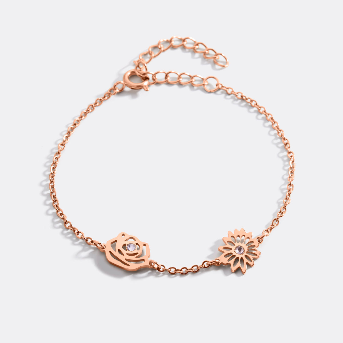 Personalized Birth Flower Charm Bracelet