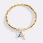 Cross Charm Birthstone Bracelet