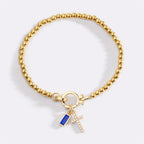 Cross Charm Birthstone Bracelet