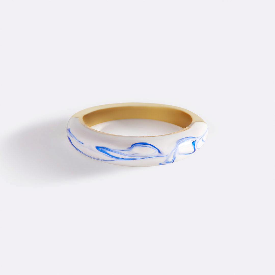 Blue Porcelain Dome Ring