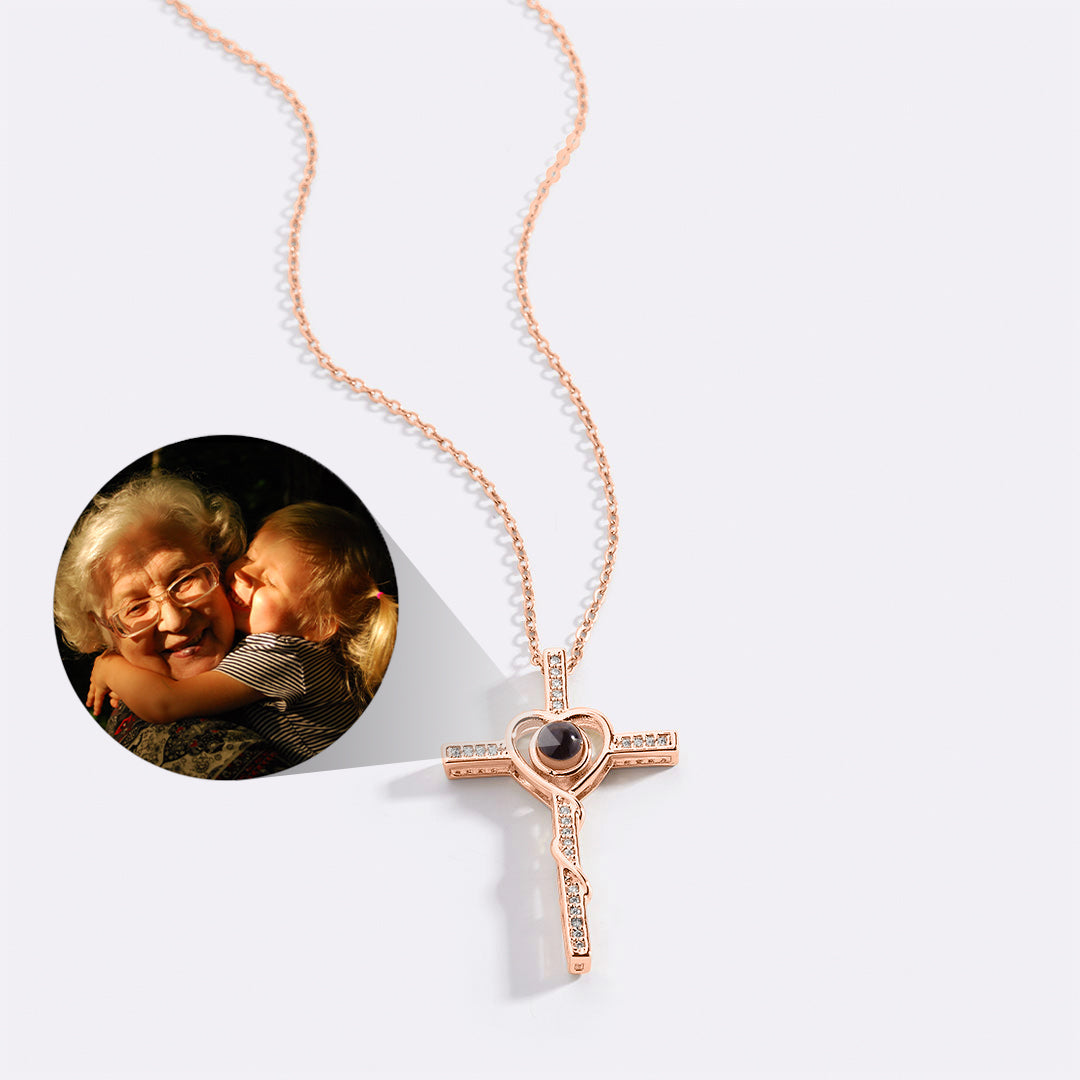 Heart and Cross Photo Necklace
