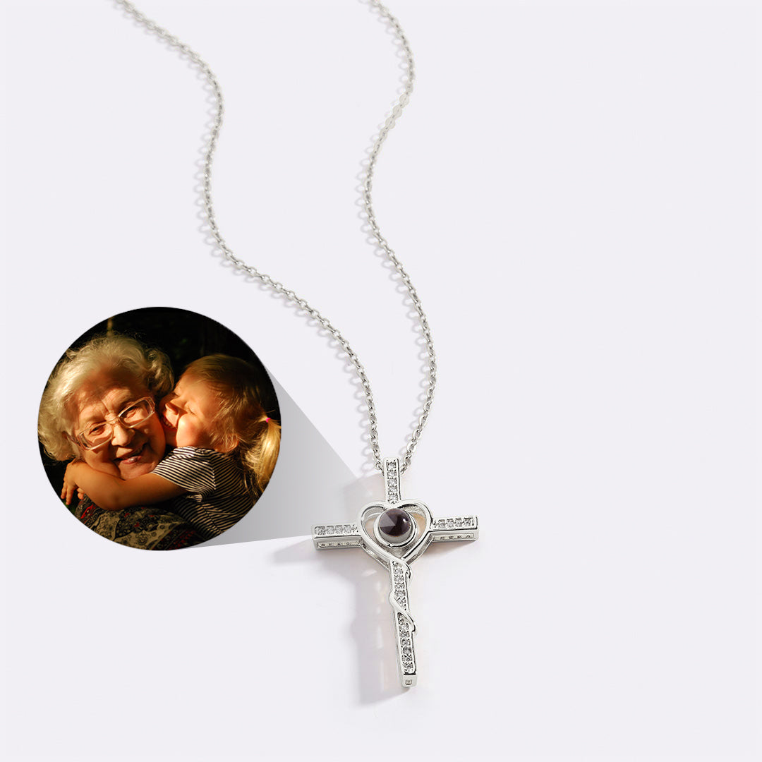 Heart and Cross Photo Necklace