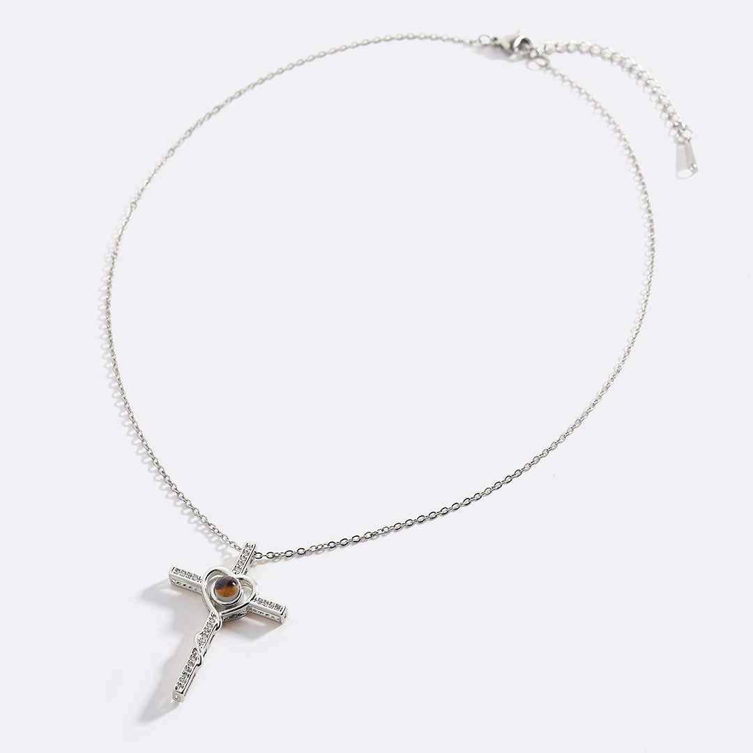 Heart and Cross Photo Necklace