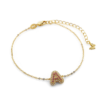 Pink Pave Initial Bracelet