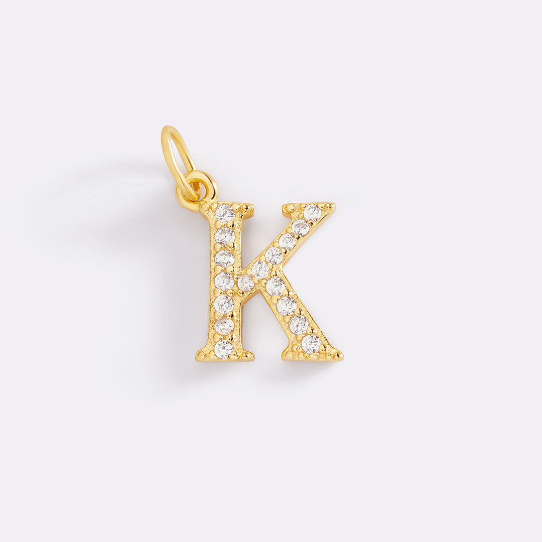 Dainty Pave Initial Charm