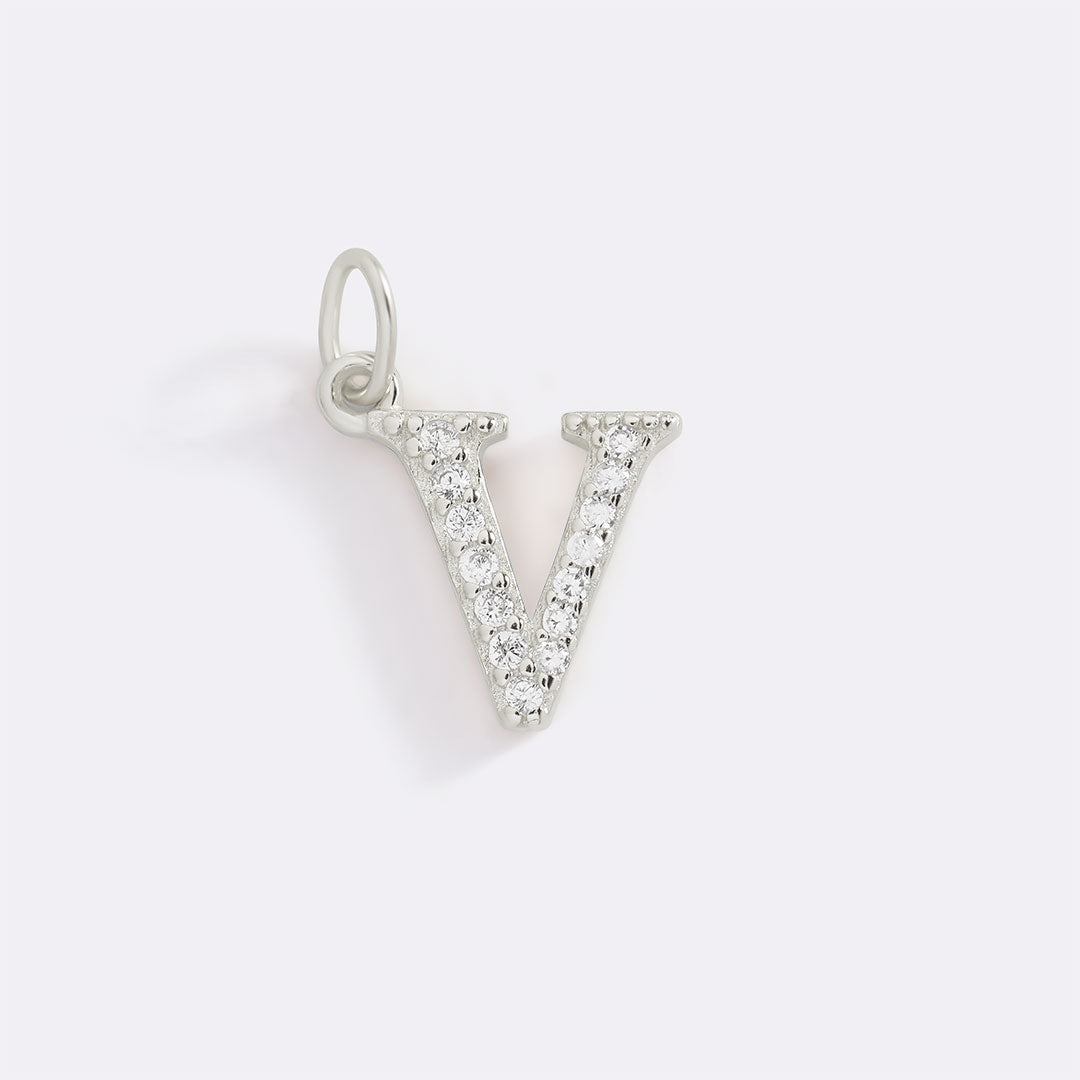 Dainty Pave Initial Charm
