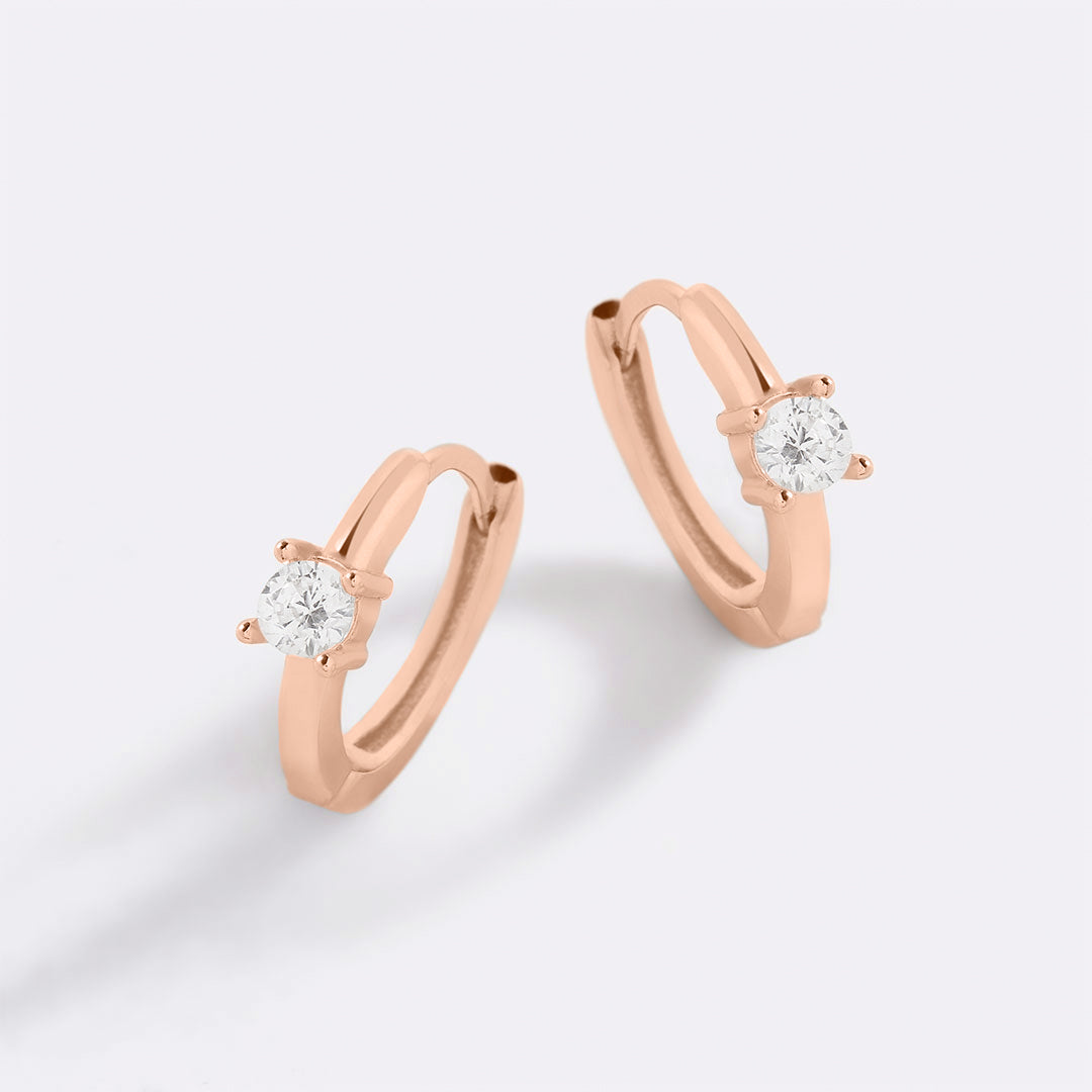 Dainty Single Stone Huggie Hoops