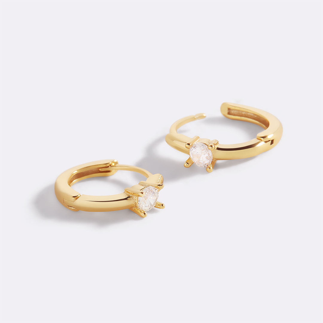 Dainty Single Stone Huggie Hoops