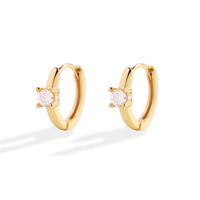 Dainty Single Stone Huggie Hoops