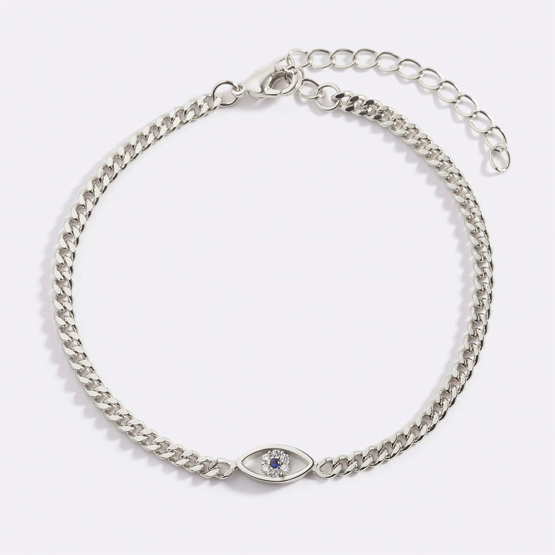 Dainty Cuban Link Chain Evil Eye Bracelet