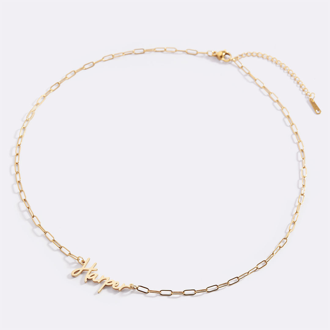Fairy Name Necklace with Paperclip Chain