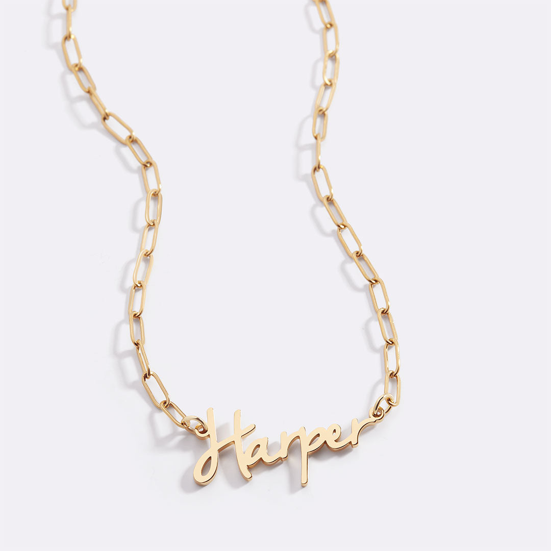 Fairy Name Necklace with Paperclip Chain