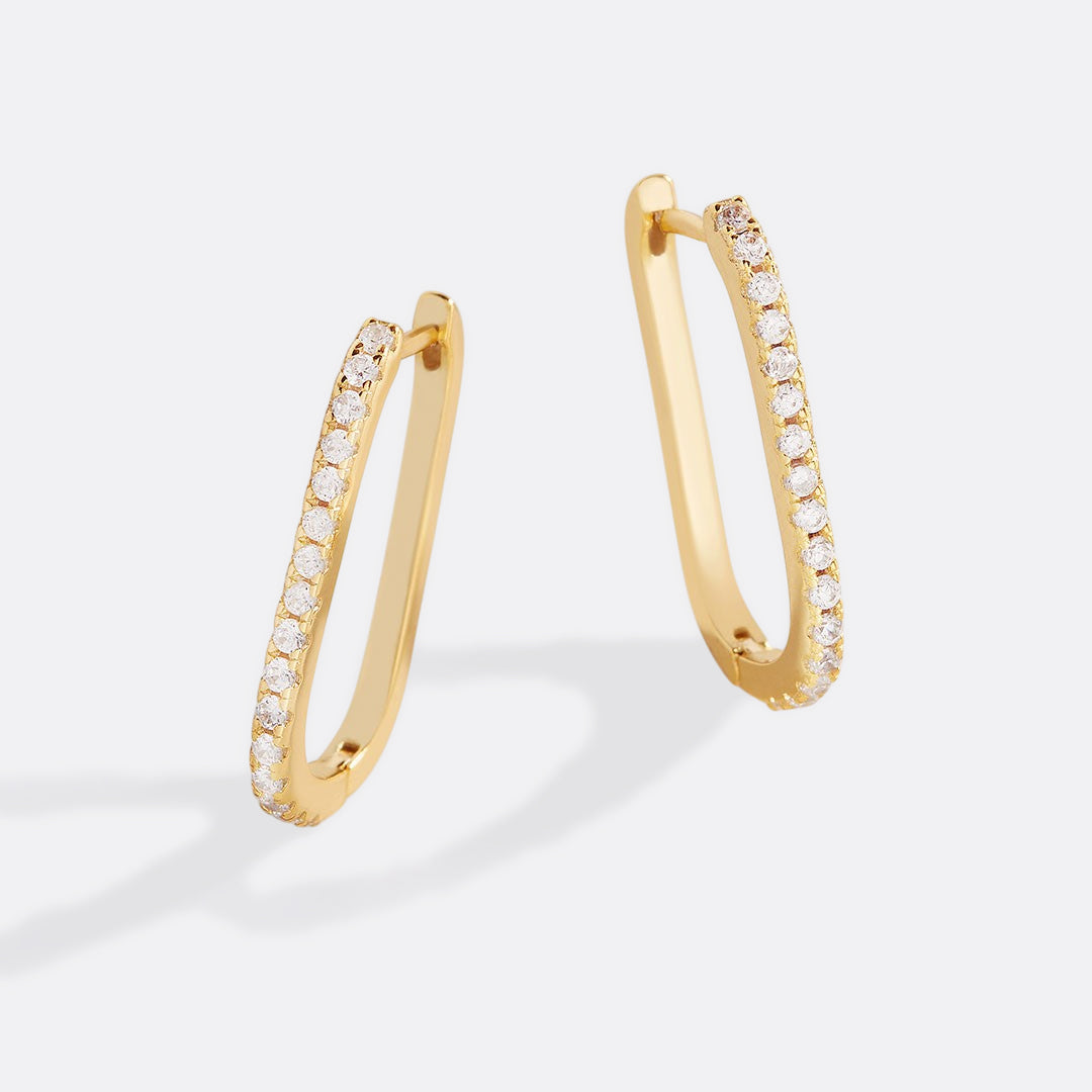 Square Pave Hoop Earrings