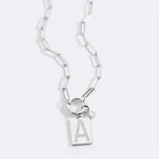 Sterling Silver Pave Initial Pendant Necklace with Paperclip Chain