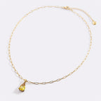 Birthstone Pendant Necklace with Dainty Paperclip Chain