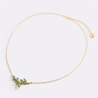 Birthstone Leaf Pendant Necklace