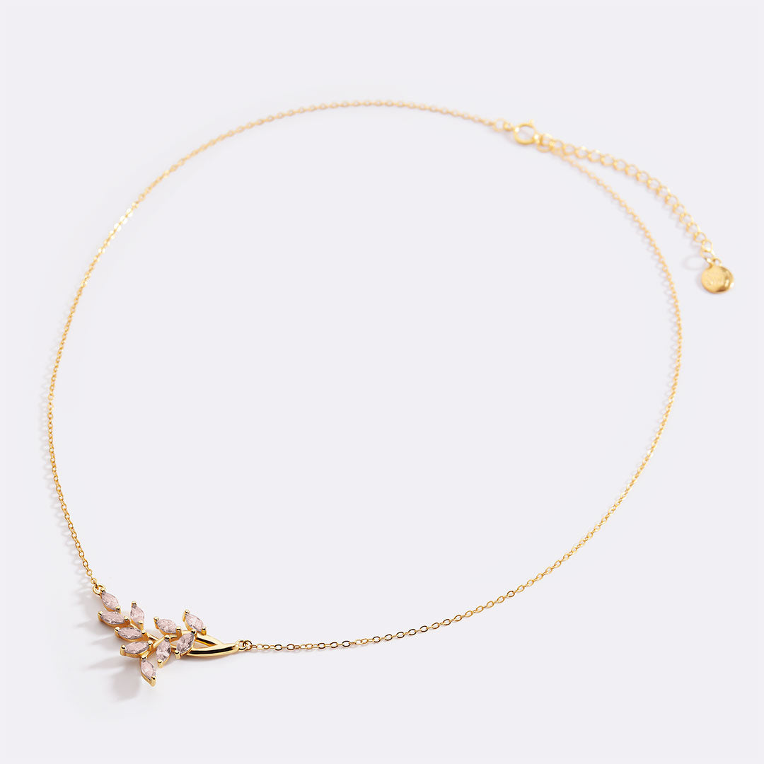 Birthstone Leaf Pendant Necklace