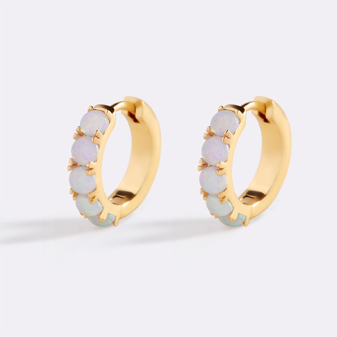 Blue Opal Huggie Earrings