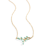 Enamel Leaf Pendant Necklace