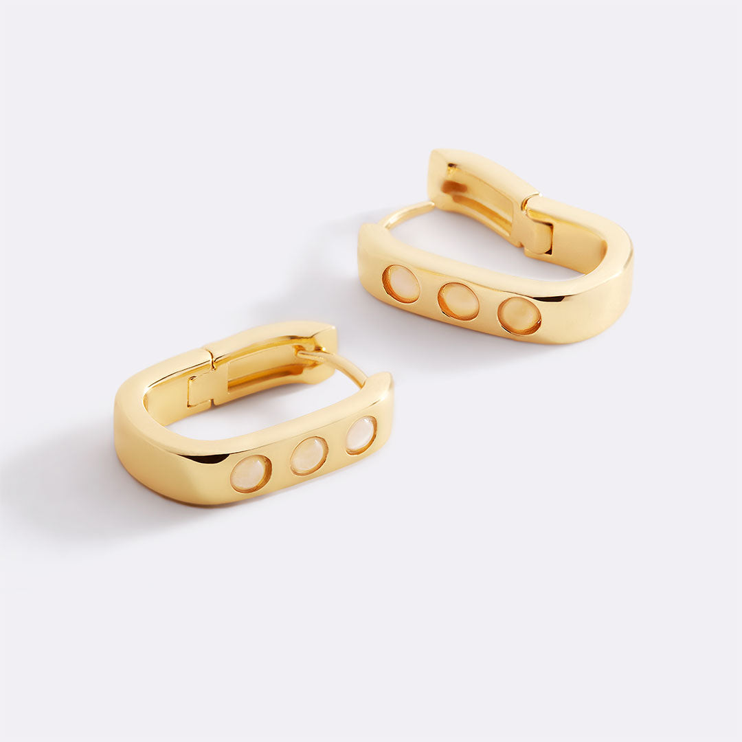 Pearl Block Statement Hoops
